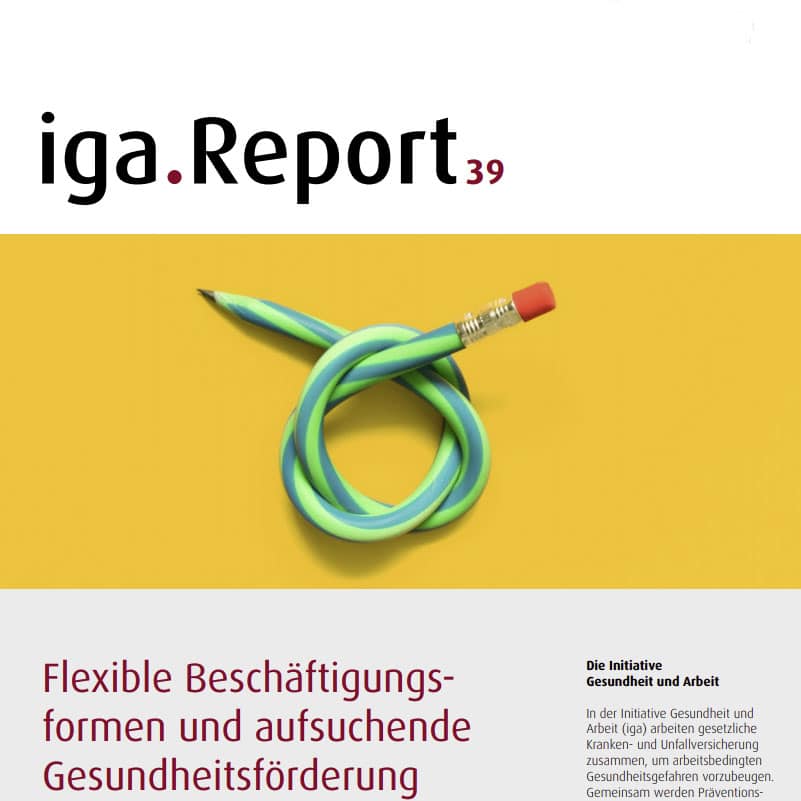 Scrennshot IGA-Report (Initiative Gesundheits und Arbeit) zum Thema flexible Beschäftigungsformen und aufsuchende Gesundheitsförderung